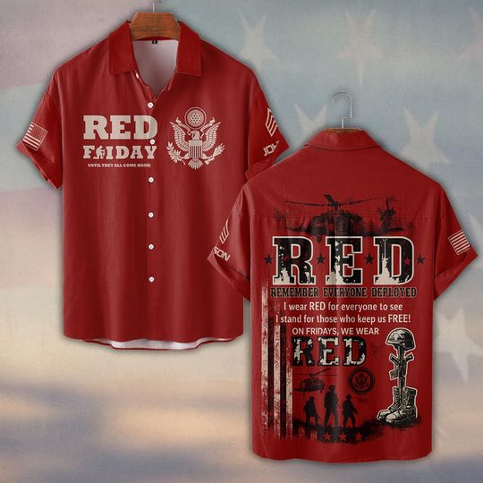Customized U.S Veteran RED Friday Until They All Come Home Hawaiian Shirt