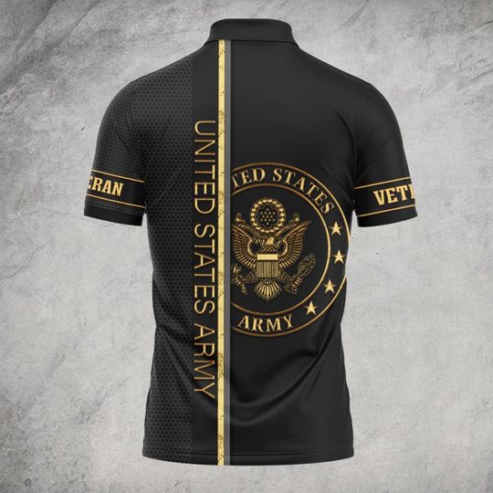 Customized US Veteran Proudly Served Polo Shirt – Patriotic Military Gift for Men