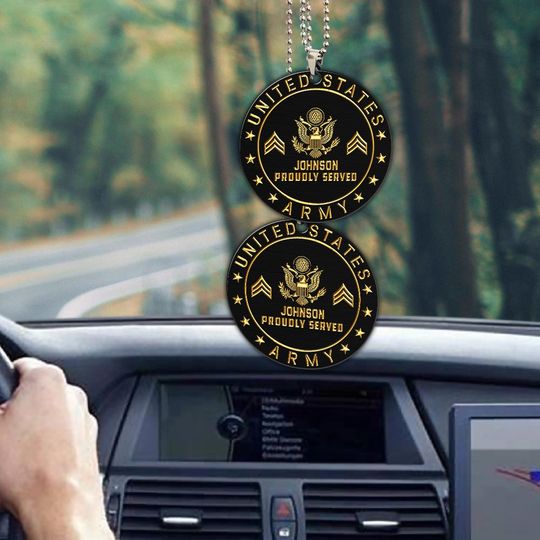 Customized U.S Veteran Proudly Served Acrylic Car Ornament