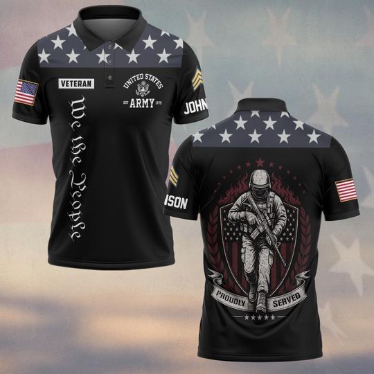Customized U.S Veteran We The People Polo Shirt