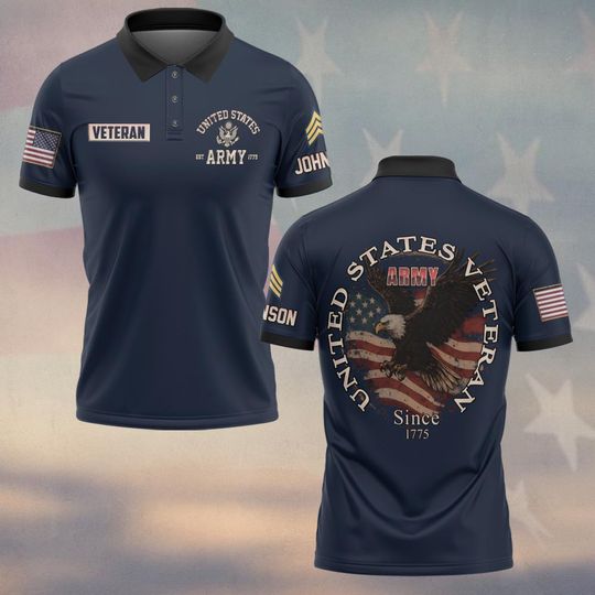 Customized US Veteran Proud Polo shirts