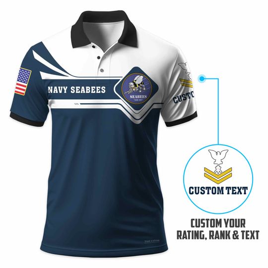 Customized US Navy Seabees Veteran Polo Shirt