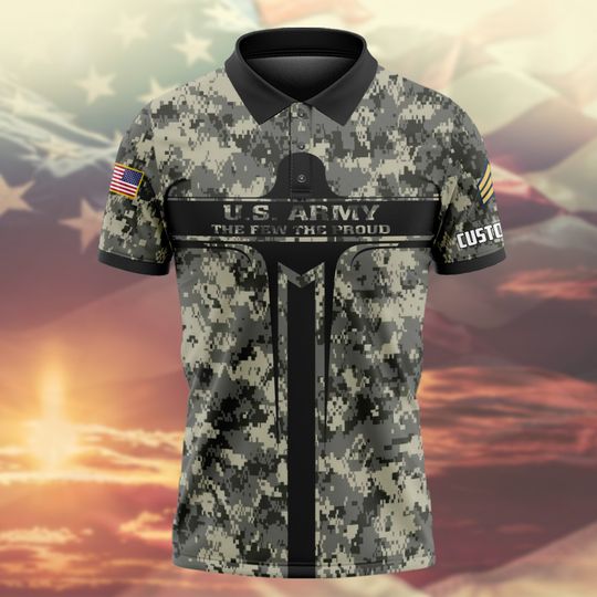 Customized US Veteran Camouflage Polo Shirt – Gift for Veterans