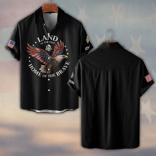 Customized U.S Veteran Land Of The Free Home Of The Brave Hawaiian Shirt