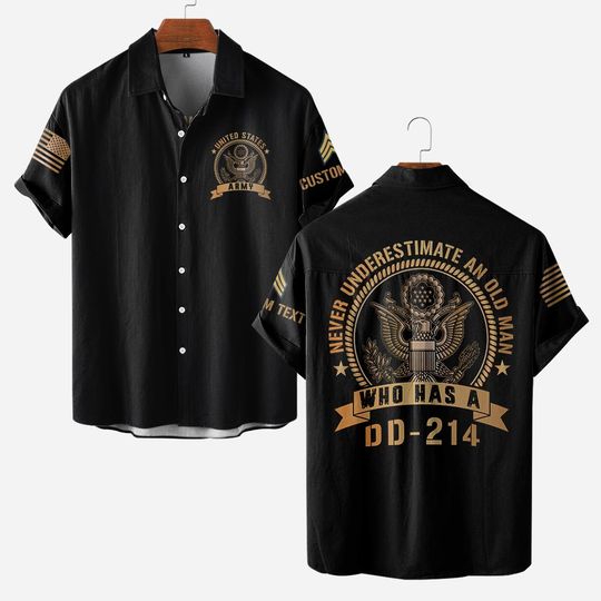 Customized US Veteran Never Underestimate An Old Man Who Has A DD-214 Hawaiian Shirt
