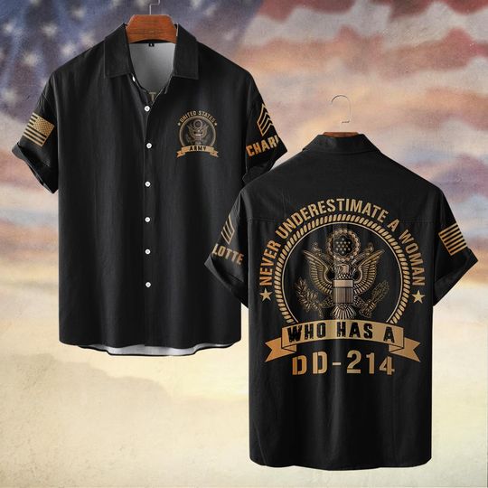 Never Underestimate A Woman Who Has A DD-214 Hawaiian Shirt