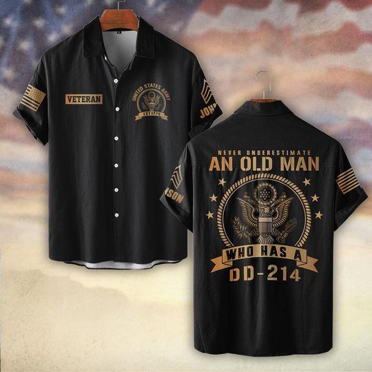 Never Underestimate An Old Man Who Has A DD-214 Hawaiian Shirt