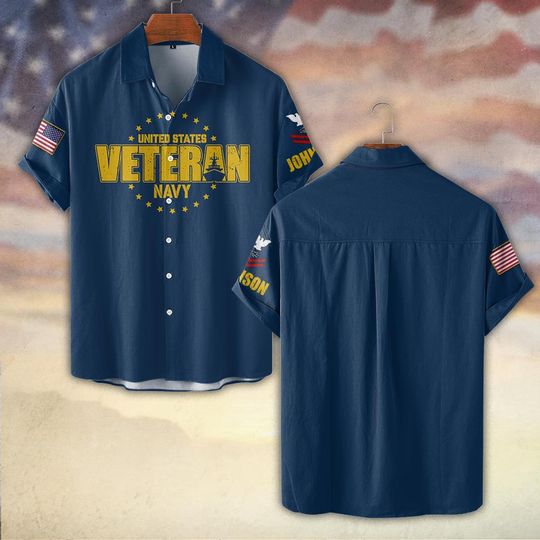 Customized U.S. Navy Veteran Proudly Served Hawaiian Shirt