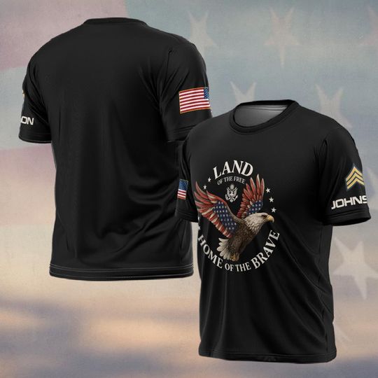 Customized U.S Veteran Land Of The Free Home Of The Brave T-Shirt