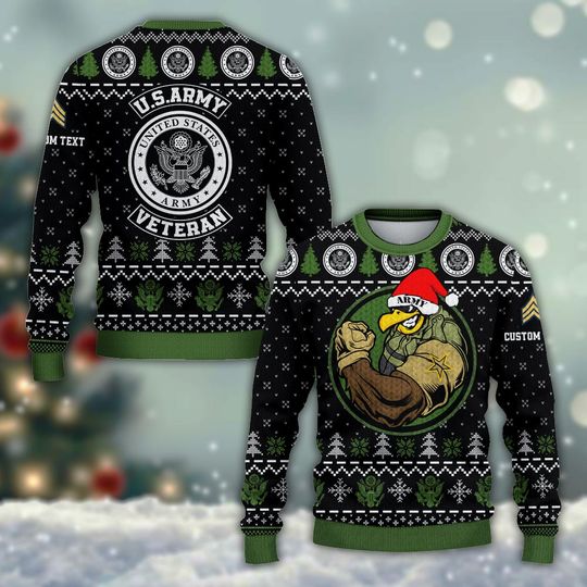 Customized US Veteran Proudly Served Knitting Pattern  Sweater