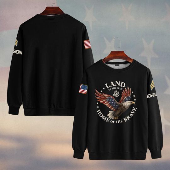 Customized U.S Veteran Land Of The Free Home Of The Brave Sweater