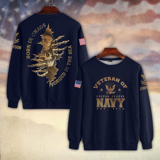 US Navy Born In Chaos – Forged In The Sea Sweater