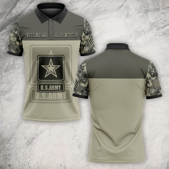 Customized US Military Camouflage Polo Shirt – Gift for Veterans