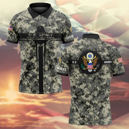 Customized US Veteran Camouflage Polo Shirt – Gift for Veterans