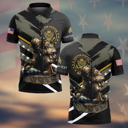 Customized U.S Veteran Honor The Fallen Polo Shirt – Gift for Veterans