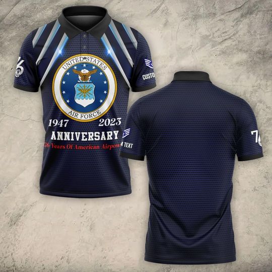Customized US AirForce 76th Anniversary Polo Shirt – Gift for Veterans