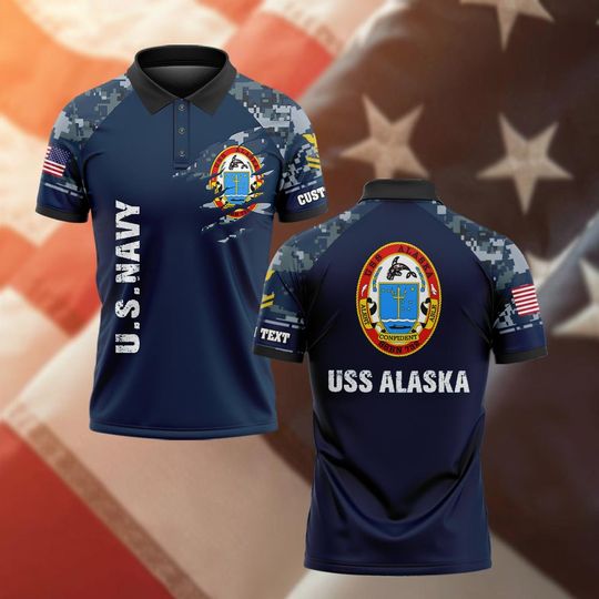 Customized Navy Ships Camouflage Polo Shirt – Gift for Veterans
