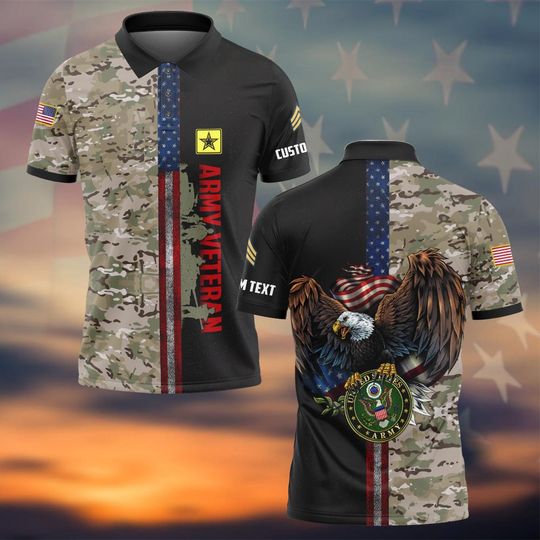 Customized U.S Veteran Camouflage Polo Shirt – Gift for Veterans