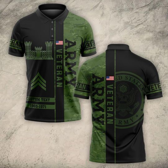 Customized US Army Branches Veteran Proudly Served Polo Shirt – Gift for Veterans