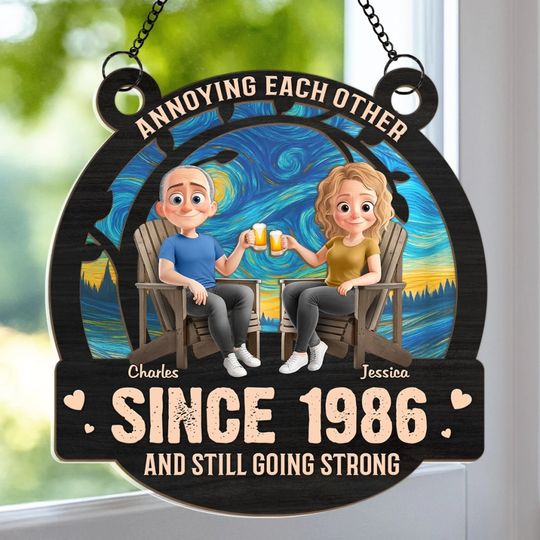 Custom Window Hanging Suncatcher Ornament - Personalized Anniversary