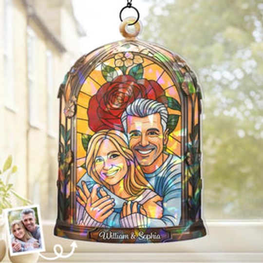 Custom Photo Hologram Acrylic Suncatcher - Personalized Anniversary Wedding Gifts
