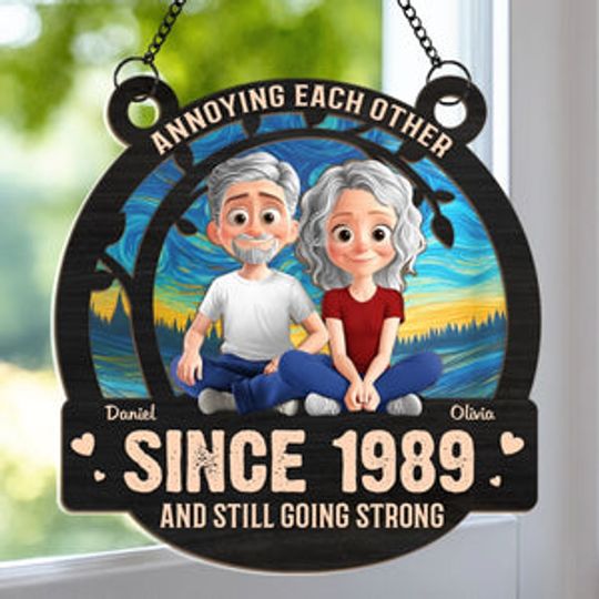 Custom Window Hanging Suncatcher Ornament - Personalized Anniversary Wedding Gifts