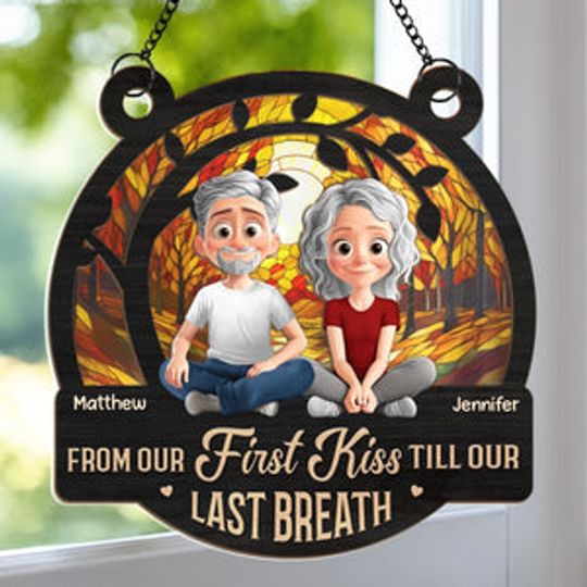 Custom Window Hanging Suncatcher Ornament - Personalized Anniversary Wedding Gifts