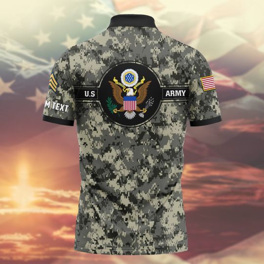 Customized US Veteran Camouflage Polo Shirt – Gift for Veterans