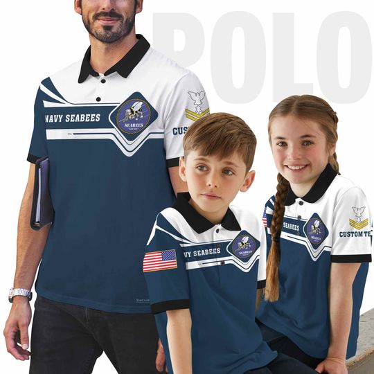 Customized US Navy Seabees Veteran Polo Shirt