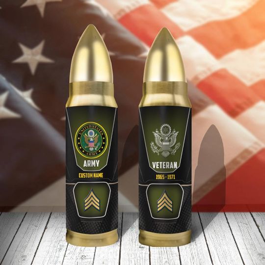 Customized US VETERAN Bullet Tumbler