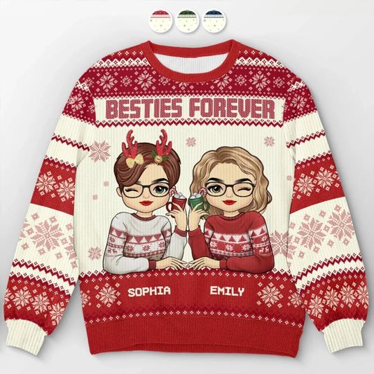 Love Is Beautiful, Friendship Is Better - Besties Personalized Custom Ugly Sweatshirt
