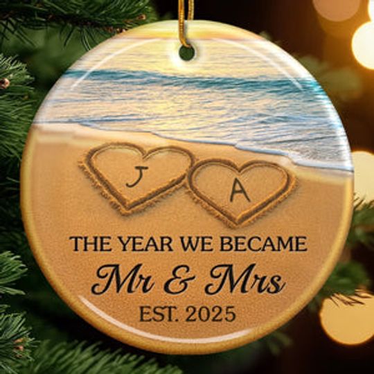 Custom Ceramic Ornament - Personalized Anniversary Christmas Wedding Gifts