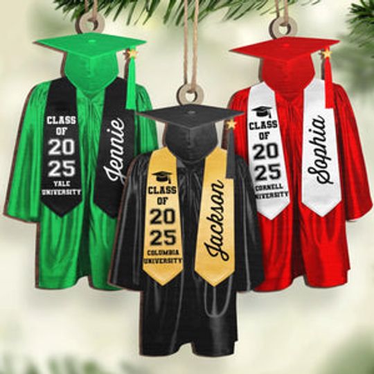 Custom Wood, Acrylic Ornament - Personalized Graduation Christmas Birthday Gifts