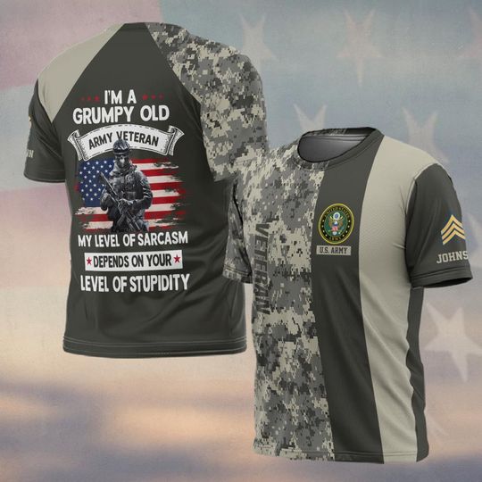 I’m A Grumpy Old Veteran My Level Of Sarcasm Depends On Your Level Of Stupidity T-Shirt