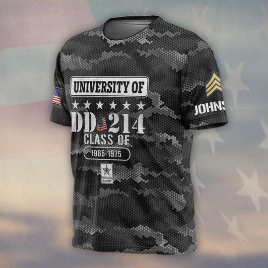 Customized U.S Veteran University Of DD-214 T-Shirt