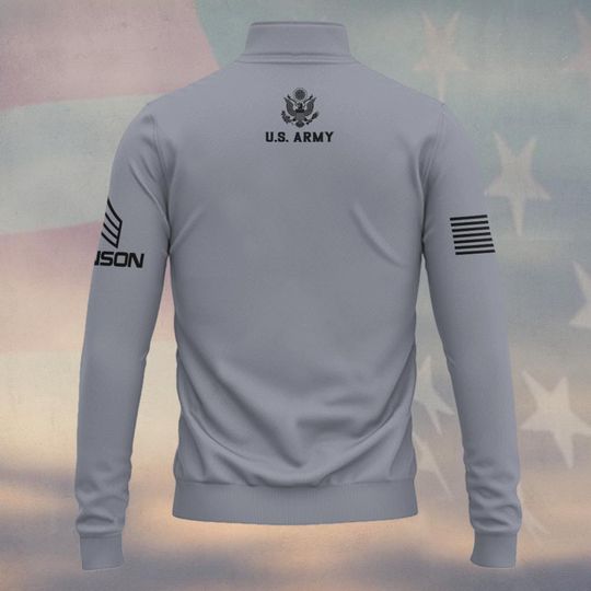 Customized Proud American Veteran Zip Neck Sweater