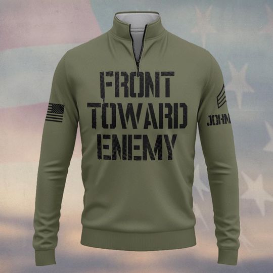 Customized US AM Front Toward Enemy Zip Neck Sweater