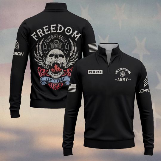 Customized Freedom Isn’t Free Zip Neck Sweater