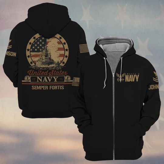 Customized U.S Navy Zip Hoodies