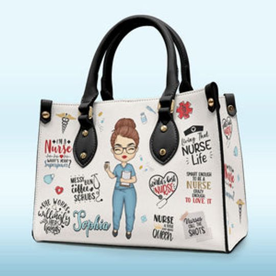 You Are Our Angels In Scrubs - Nurse Personalized Custom Leather Handbag
