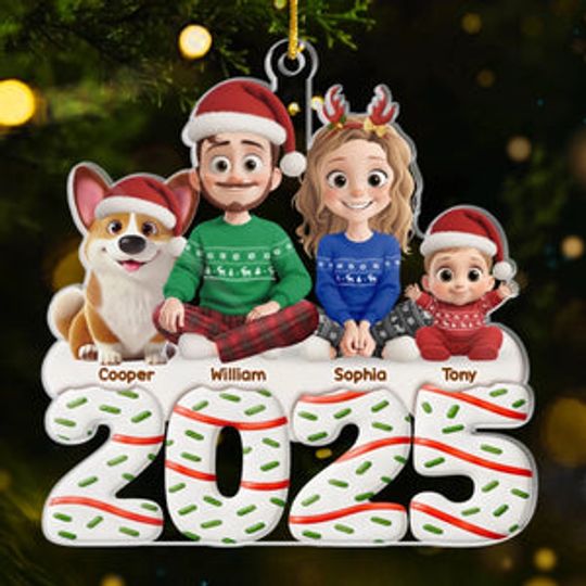 Custom Acrylic Ornament - Personalized Christmas Birthday Gifts For Family, Dog Cat Lovers - Happiness Baked Into Every Moment