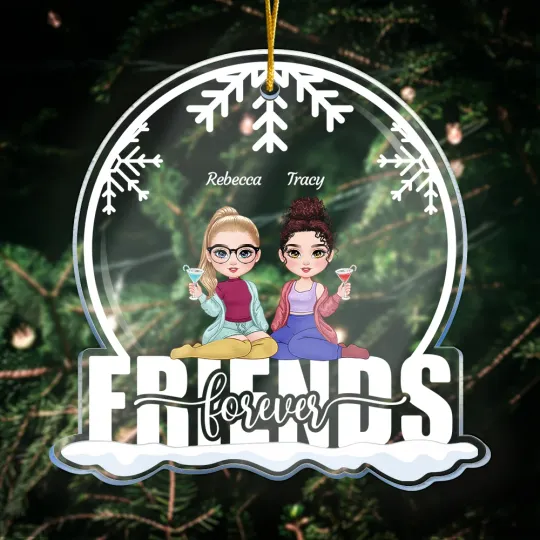 Personalized Christmas Snowflake Friends Acrylic Ornament Christmas Birthday Gifts for Besties Sister
