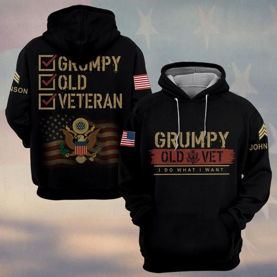 Customized U.S Veteran Grumpy Old 3D Hoodie