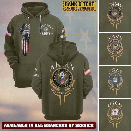 United States Military Motto 3D Hoodie