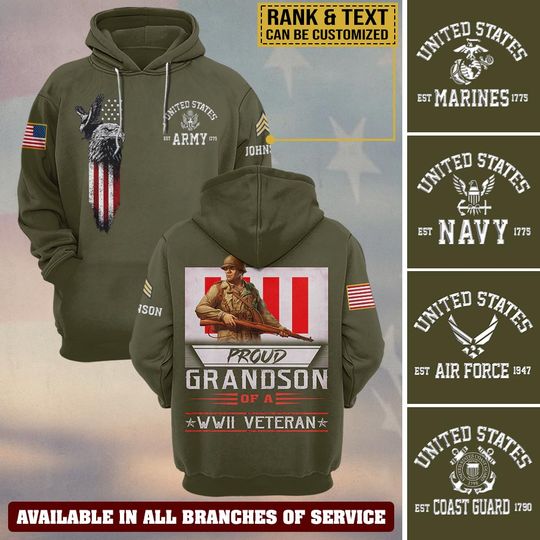 Proud Grandson Of A Wwii Veteran 3D Hoodie
