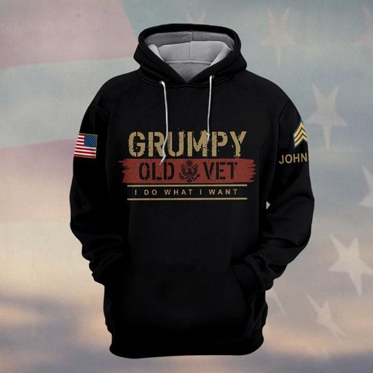 Customized U.S Veteran Grumpy Old 3D Hoodie