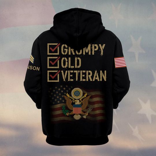 Customized U.S Veteran Grumpy Old 3D Hoodie