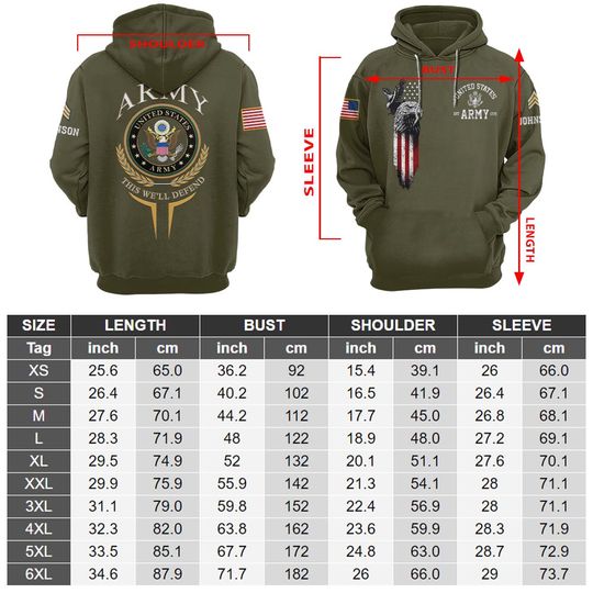 United States Military Motto 3D Hoodie