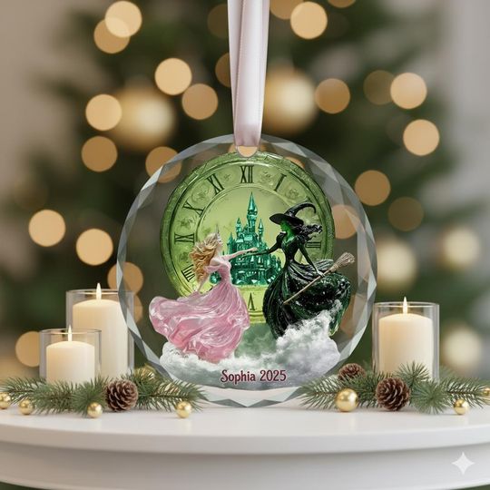 Personalized Wicked Ornament 2025, Elphaba and Glinda Christmas Ornament