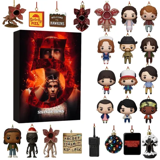 2025 Stranger Things Christmas Advent Calendar 2D Acrylic Pendant Hangable
